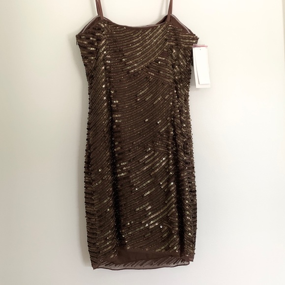 Adrianna Papell Silk Strapless Beaded Dress - Picture 2 of 7